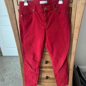 LOFT Vibrant Red Ankle Jeans
